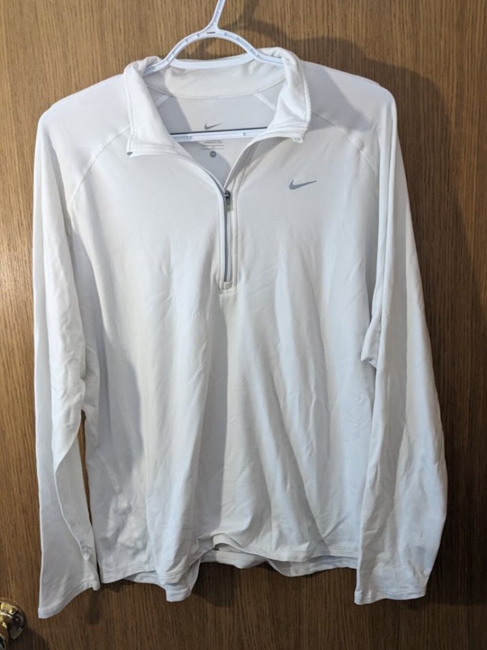 Nike Dri-Fit Quarter-Zip Pullover in White size 1X running workout athleisure